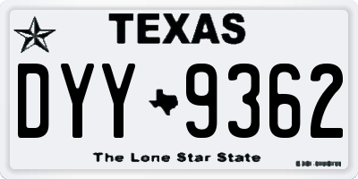 TX license plate DYY9362