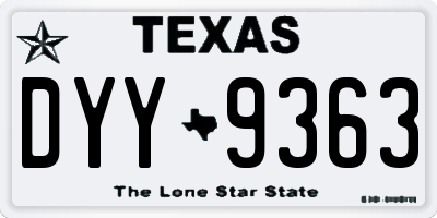TX license plate DYY9363