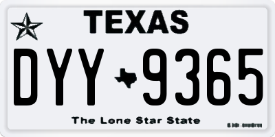 TX license plate DYY9365