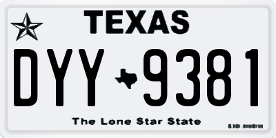 TX license plate DYY9381