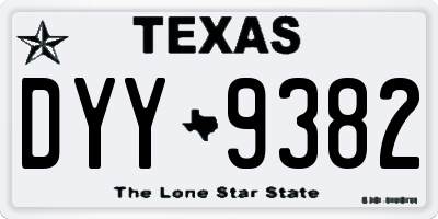TX license plate DYY9382
