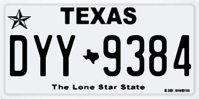 TX license plate DYY9384