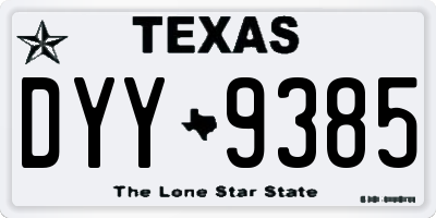 TX license plate DYY9385