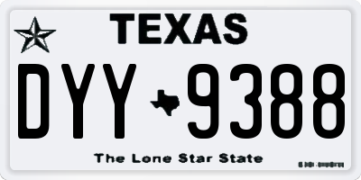 TX license plate DYY9388