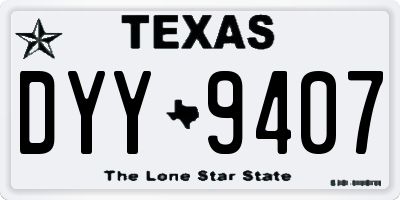 TX license plate DYY9407