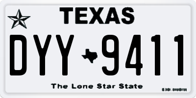 TX license plate DYY9411