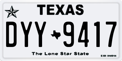 TX license plate DYY9417