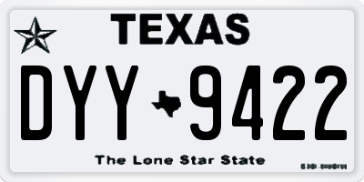 TX license plate DYY9422
