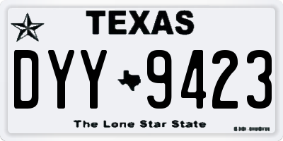TX license plate DYY9423