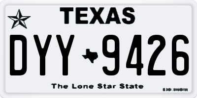 TX license plate DYY9426