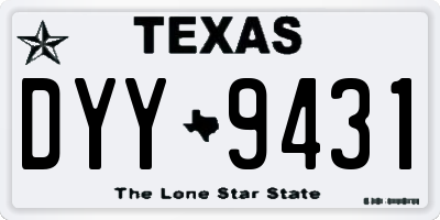 TX license plate DYY9431