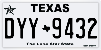 TX license plate DYY9432