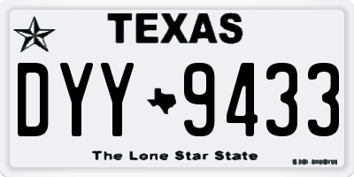 TX license plate DYY9433