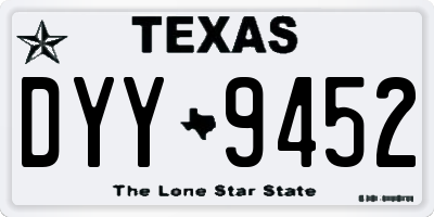 TX license plate DYY9452