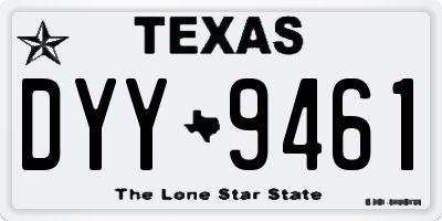 TX license plate DYY9461