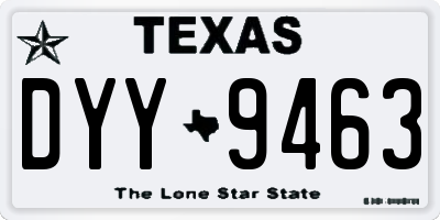 TX license plate DYY9463