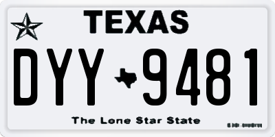 TX license plate DYY9481