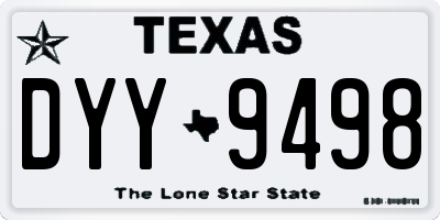TX license plate DYY9498