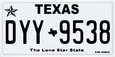 TX license plate DYY9538