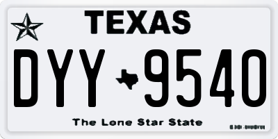 TX license plate DYY9540