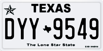 TX license plate DYY9549