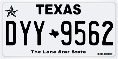 TX license plate DYY9562