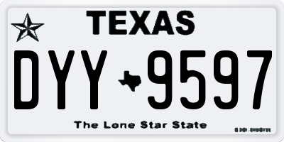 TX license plate DYY9597