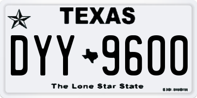 TX license plate DYY9600