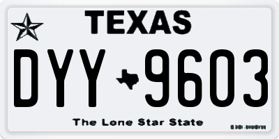 TX license plate DYY9603