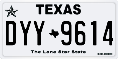 TX license plate DYY9614