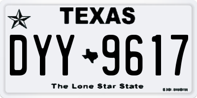 TX license plate DYY9617