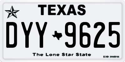 TX license plate DYY9625