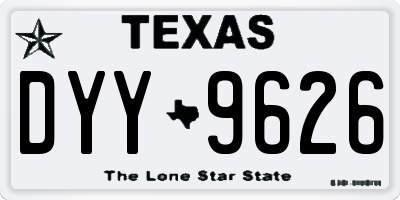 TX license plate DYY9626