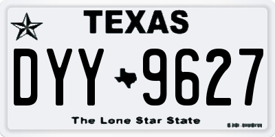 TX license plate DYY9627