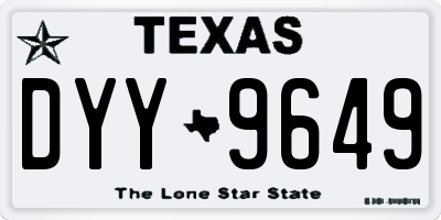 TX license plate DYY9649