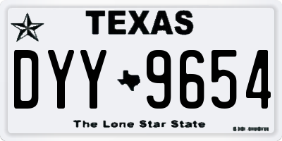 TX license plate DYY9654