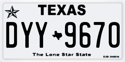 TX license plate DYY9670