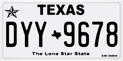 TX license plate DYY9678