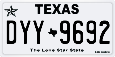 TX license plate DYY9692
