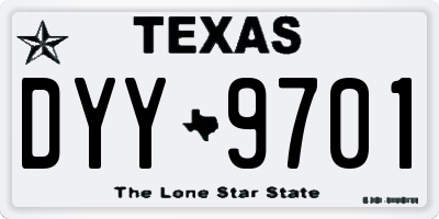 TX license plate DYY9701