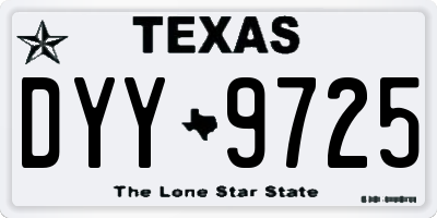 TX license plate DYY9725