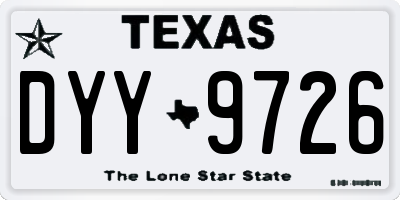 TX license plate DYY9726