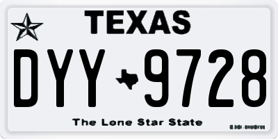 TX license plate DYY9728