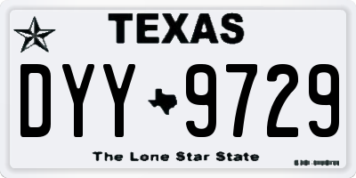 TX license plate DYY9729