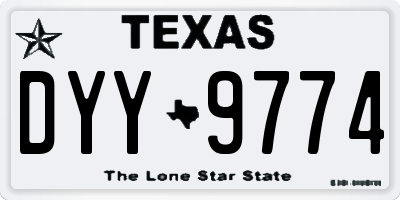 TX license plate DYY9774