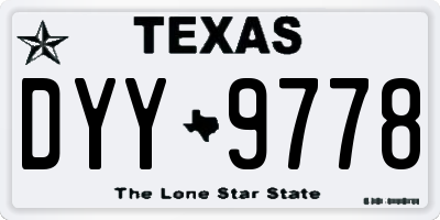 TX license plate DYY9778