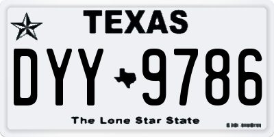 TX license plate DYY9786