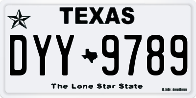 TX license plate DYY9789