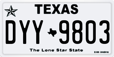 TX license plate DYY9803