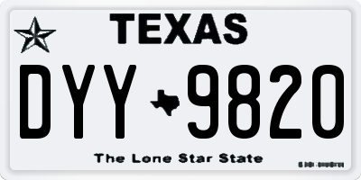 TX license plate DYY9820